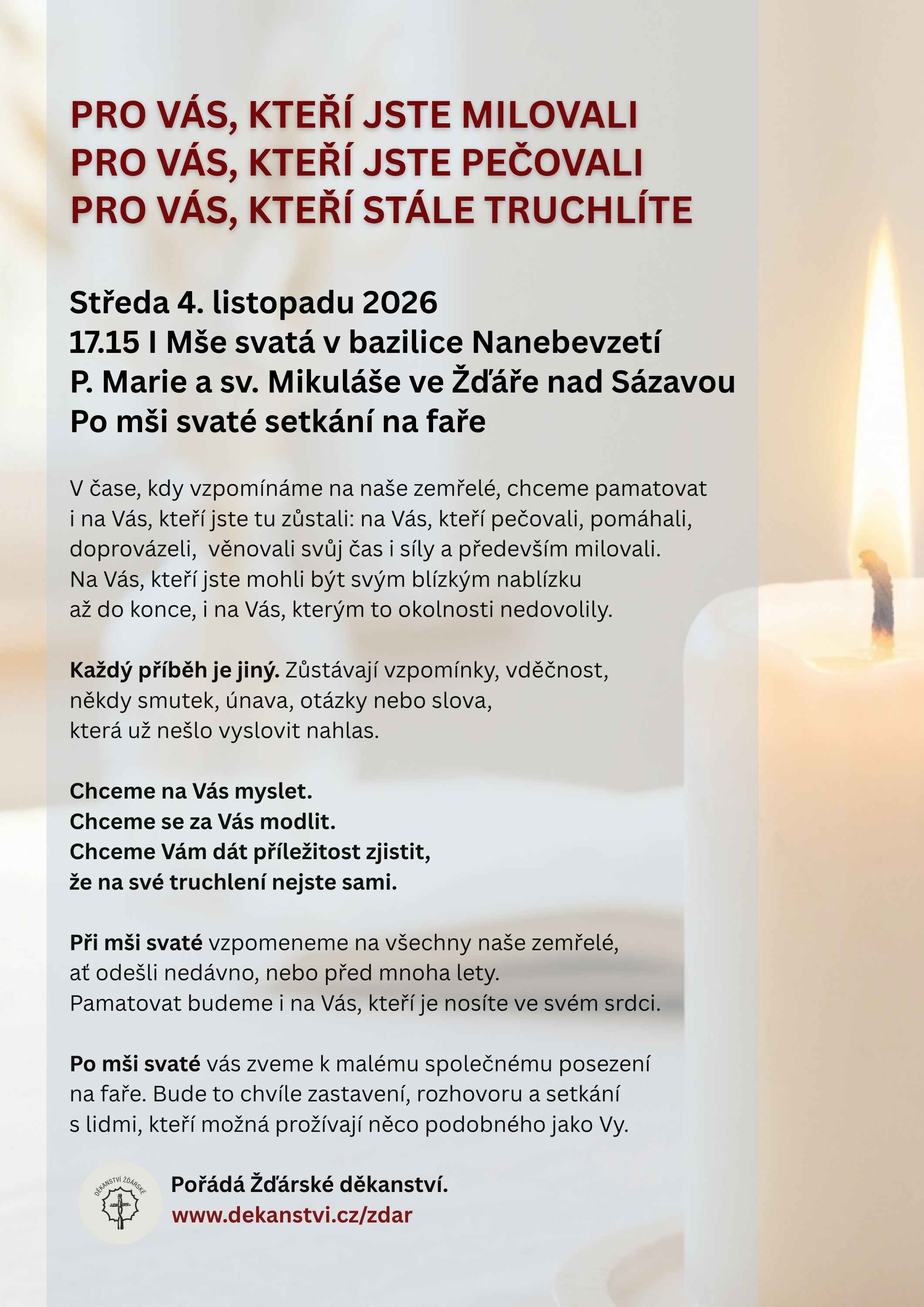 Mše svatá a setkání blízcí v bazilicie 4. 11. 2026
